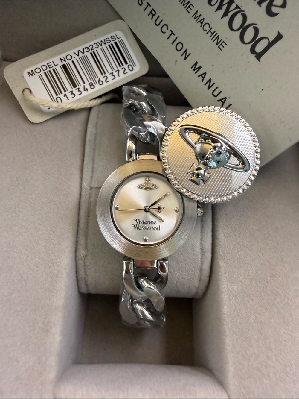 Vivienne Westwood Silver Chain-Link Orb Charm Women's Watch